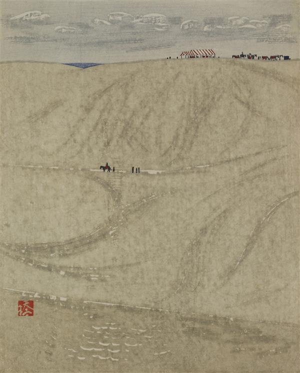 Untitled Barren Landscape by Hashimoto Okiie